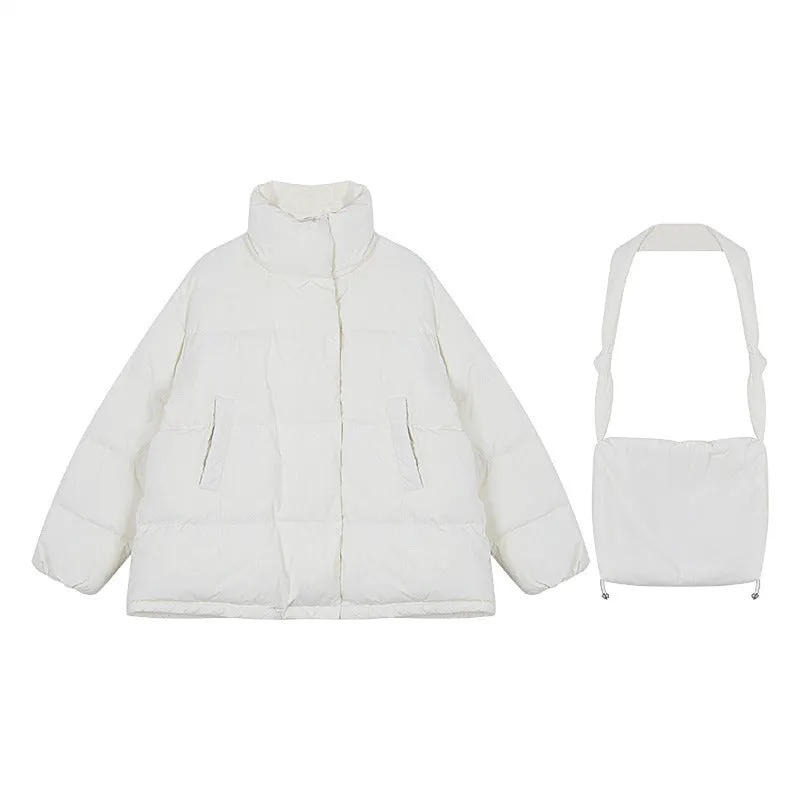 Uniwim cold weather outfits Korean Style Commuter Stand Collar Commuter down Jacket 2024 Winter with Bag Cotton Coat