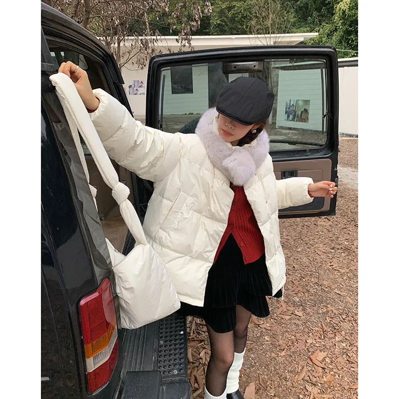 Uniwim cold weather outfits Korean Style Commuter Stand Collar Commuter down Jacket 2024 Winter with Bag Cotton Coat