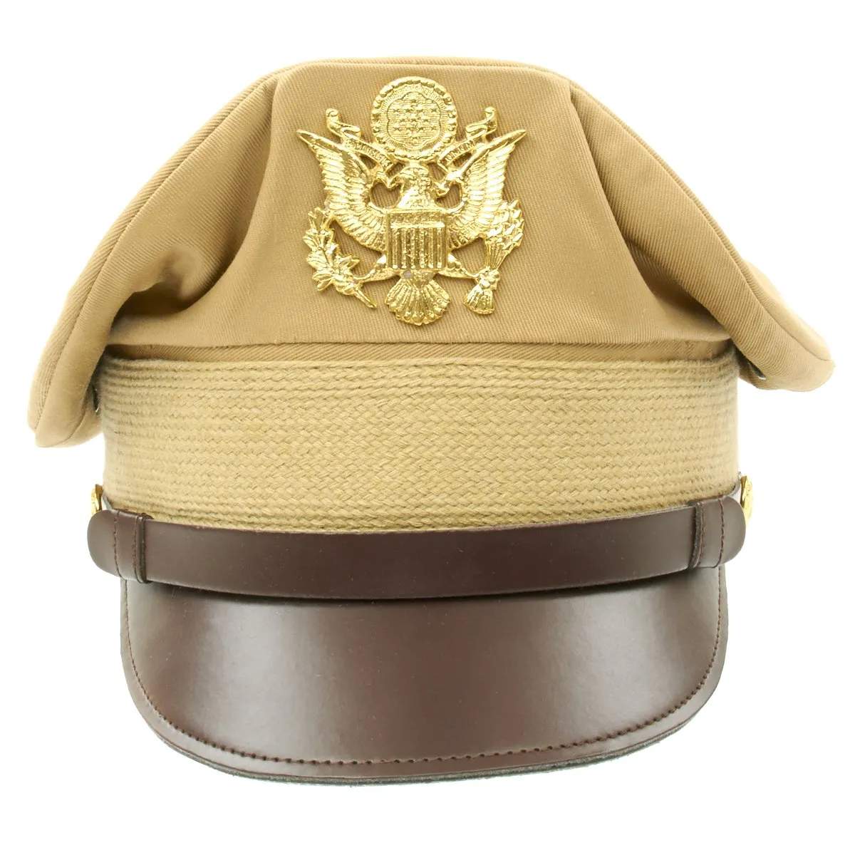 U.S. WWII Officer Visor Crusher Cap in Khaki