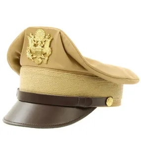 U.S. WWII Officer Visor Crusher Cap in Khaki