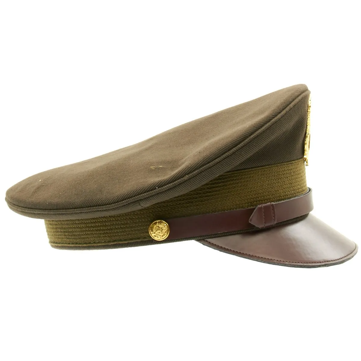 U.S. WWII Officer Visor Crusher Cap in Winter Issue OD Green