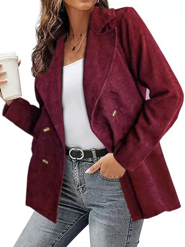 Wenkouban-Winter outfits ideas New style jacket solid color suit button coat