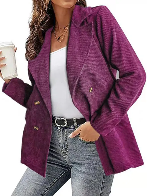 Wenkouban-Winter outfits ideas New style jacket solid color suit button coat