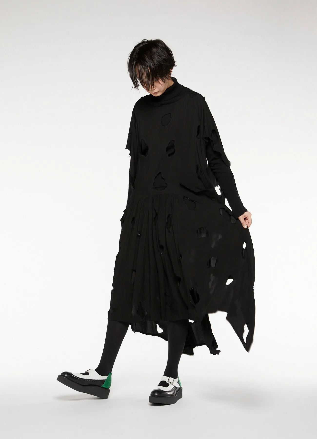 Whole Twill Square Switch Dress