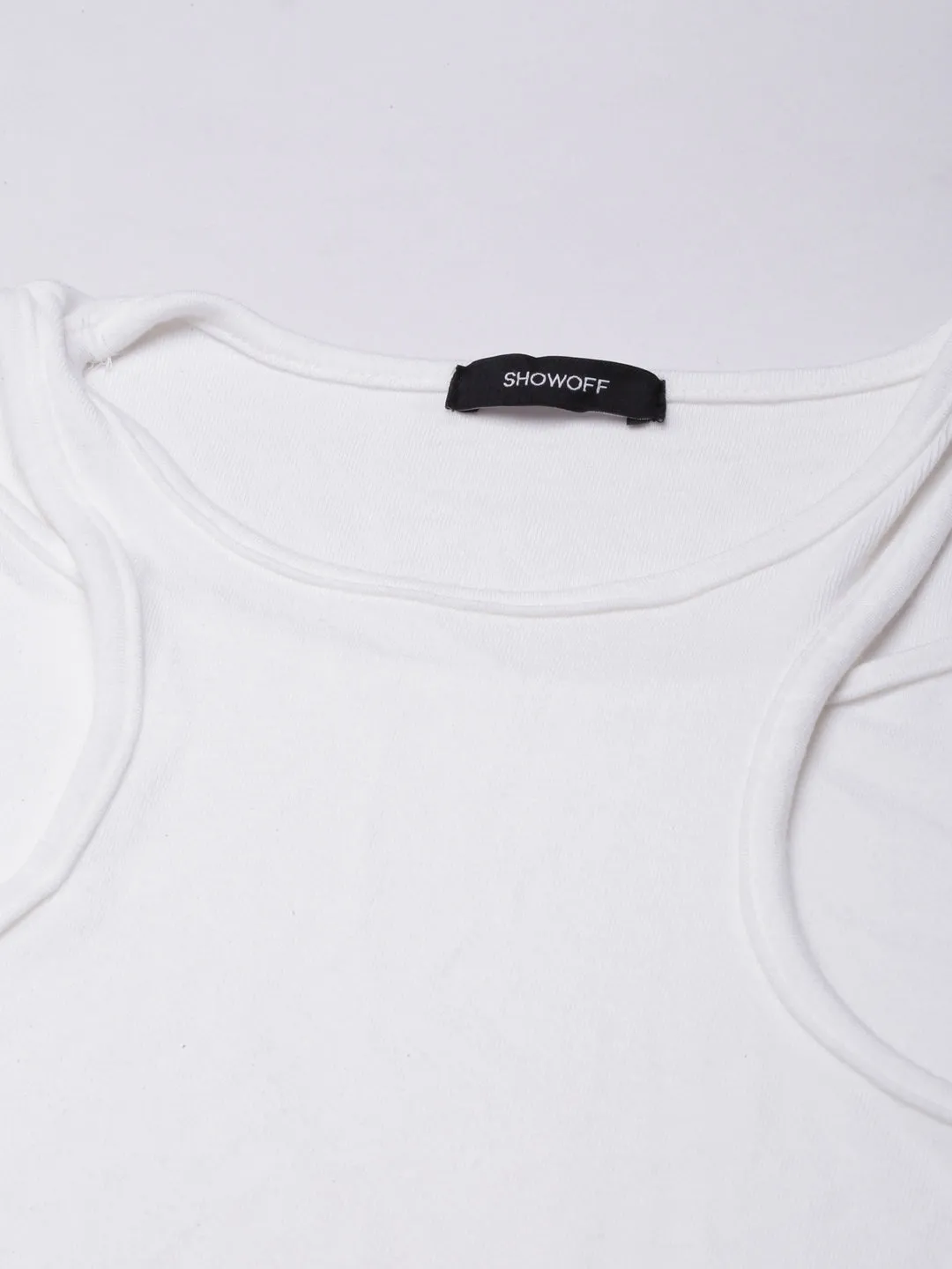 Women Solid Off White Crop Top
