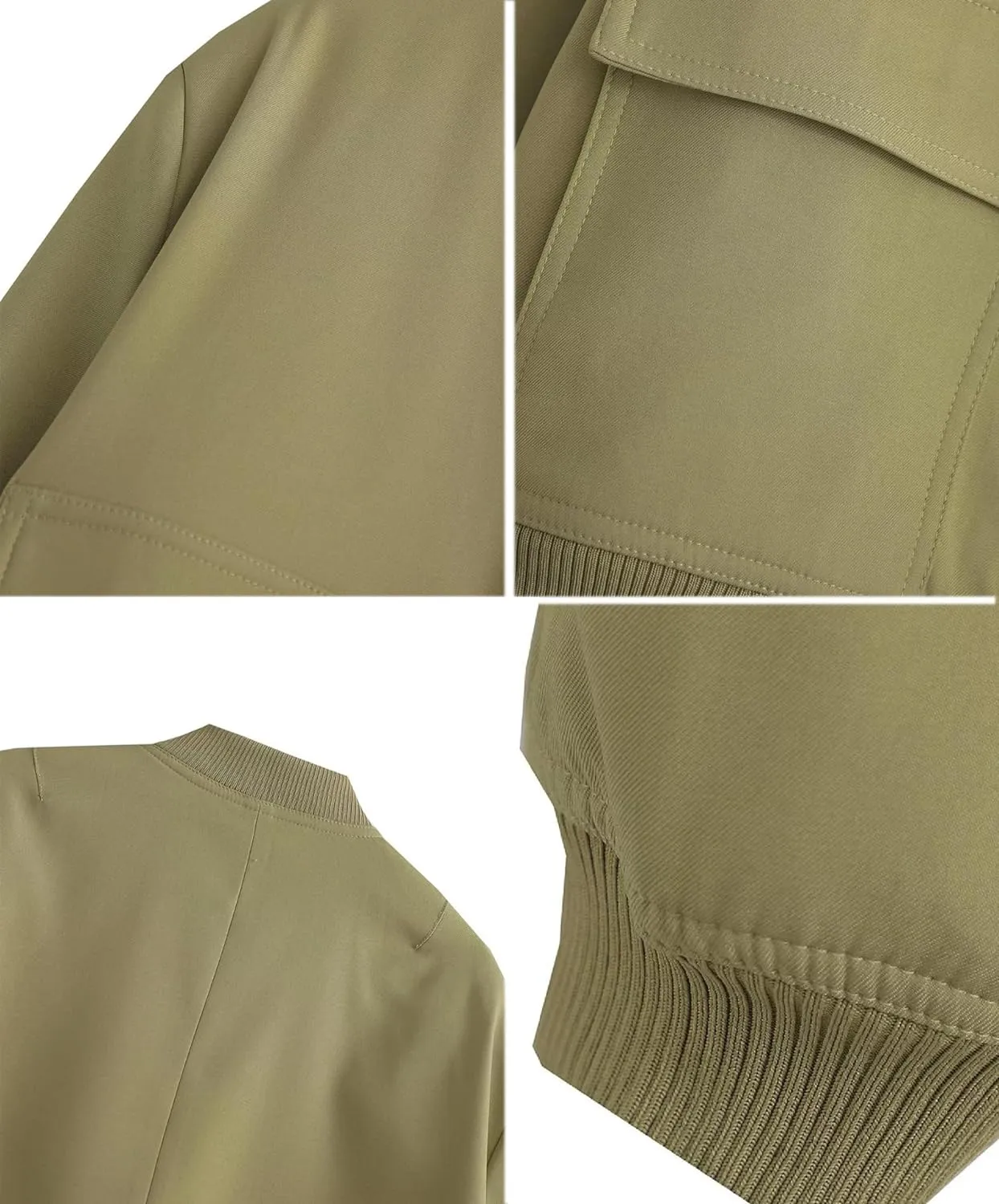 Women's Cropped Bomber Jacket Button Up Casual Streetwear L S9327821