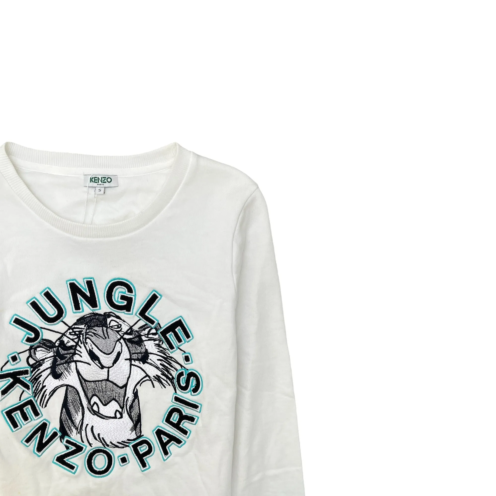Women's Embroidered Tiger Jumper White Size S