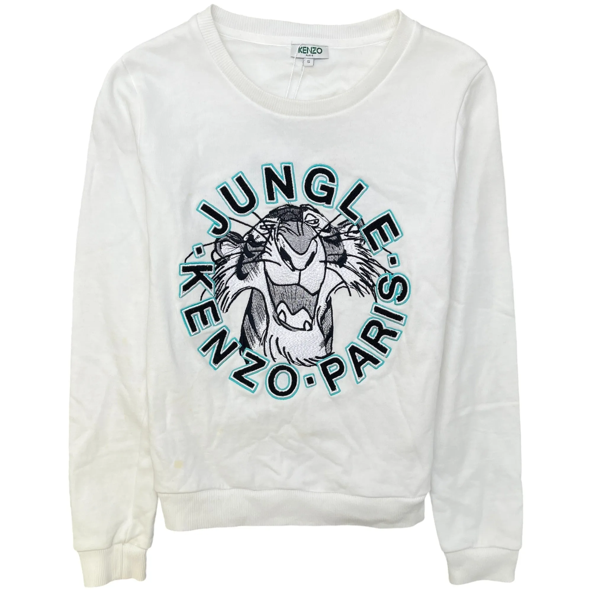 Women's Embroidered Tiger Jumper White Size S