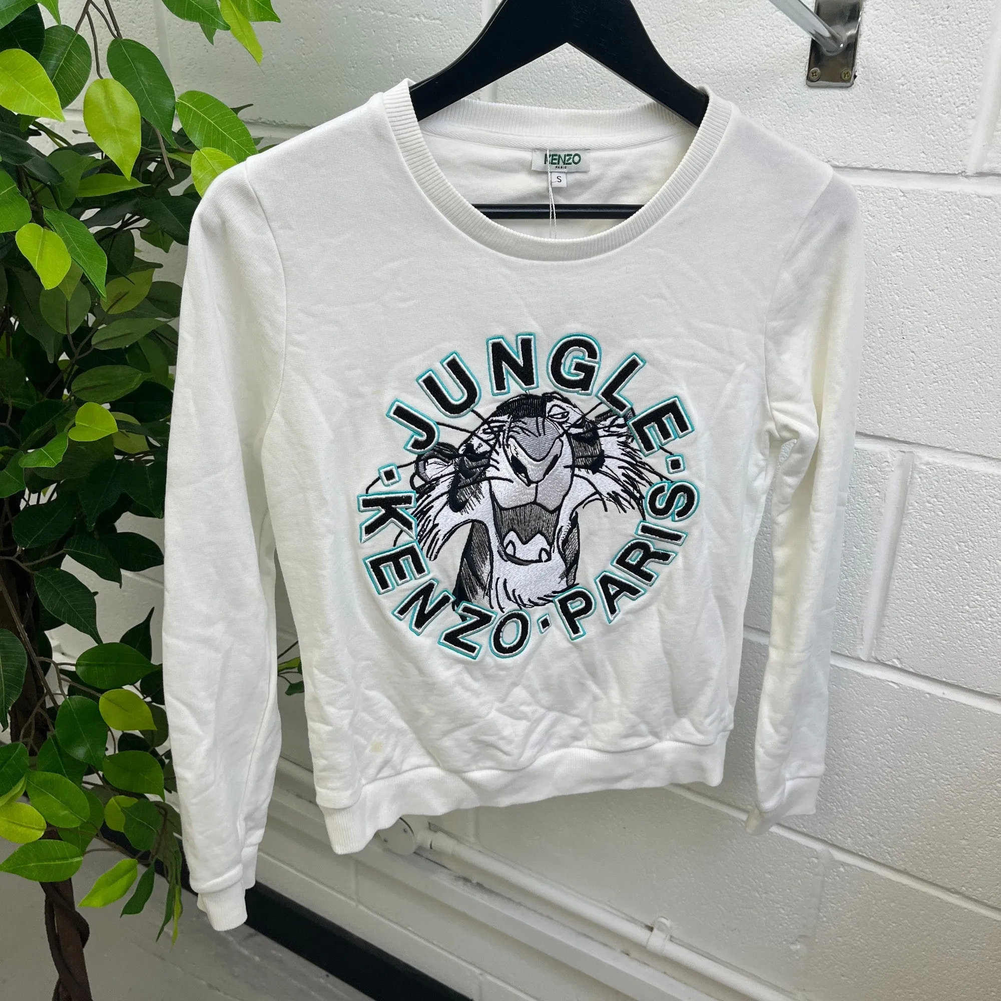 Women's Embroidered Tiger Jumper White Size S