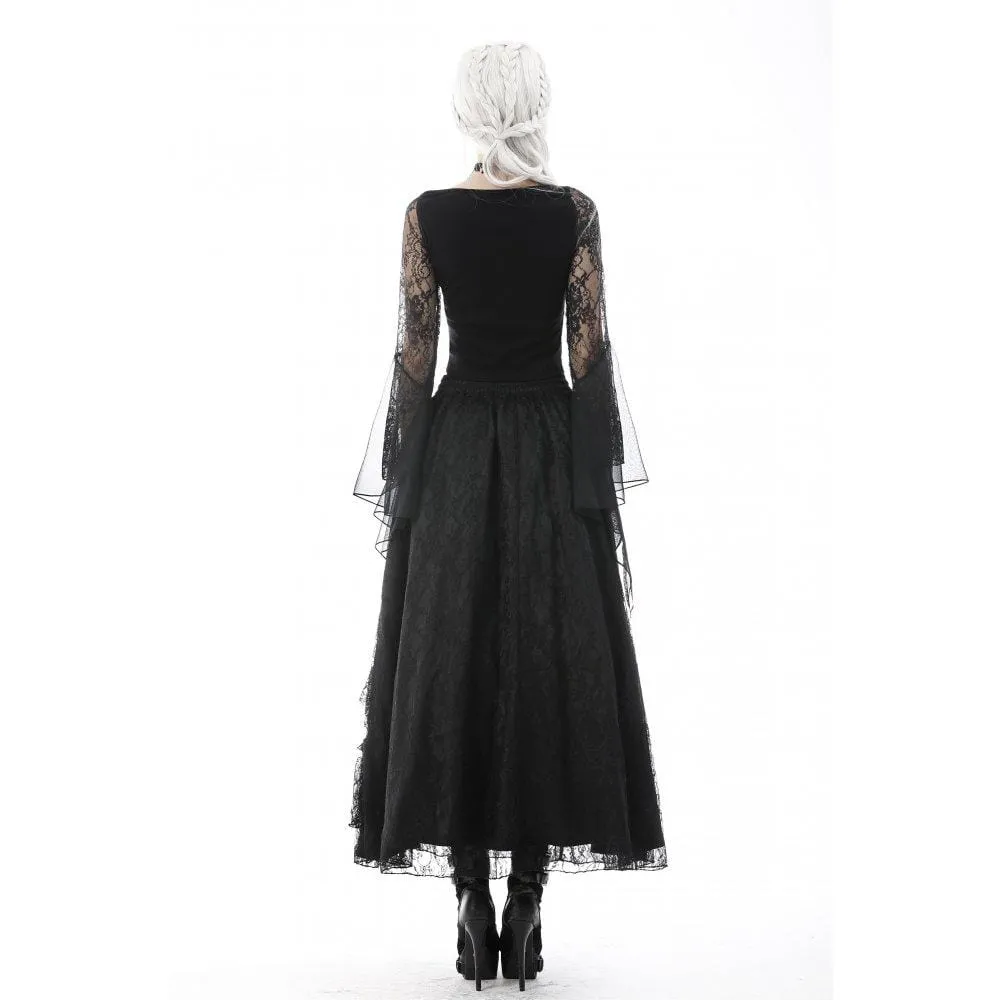 Women's Gothic Ruffled Layered Lace Long Skirt