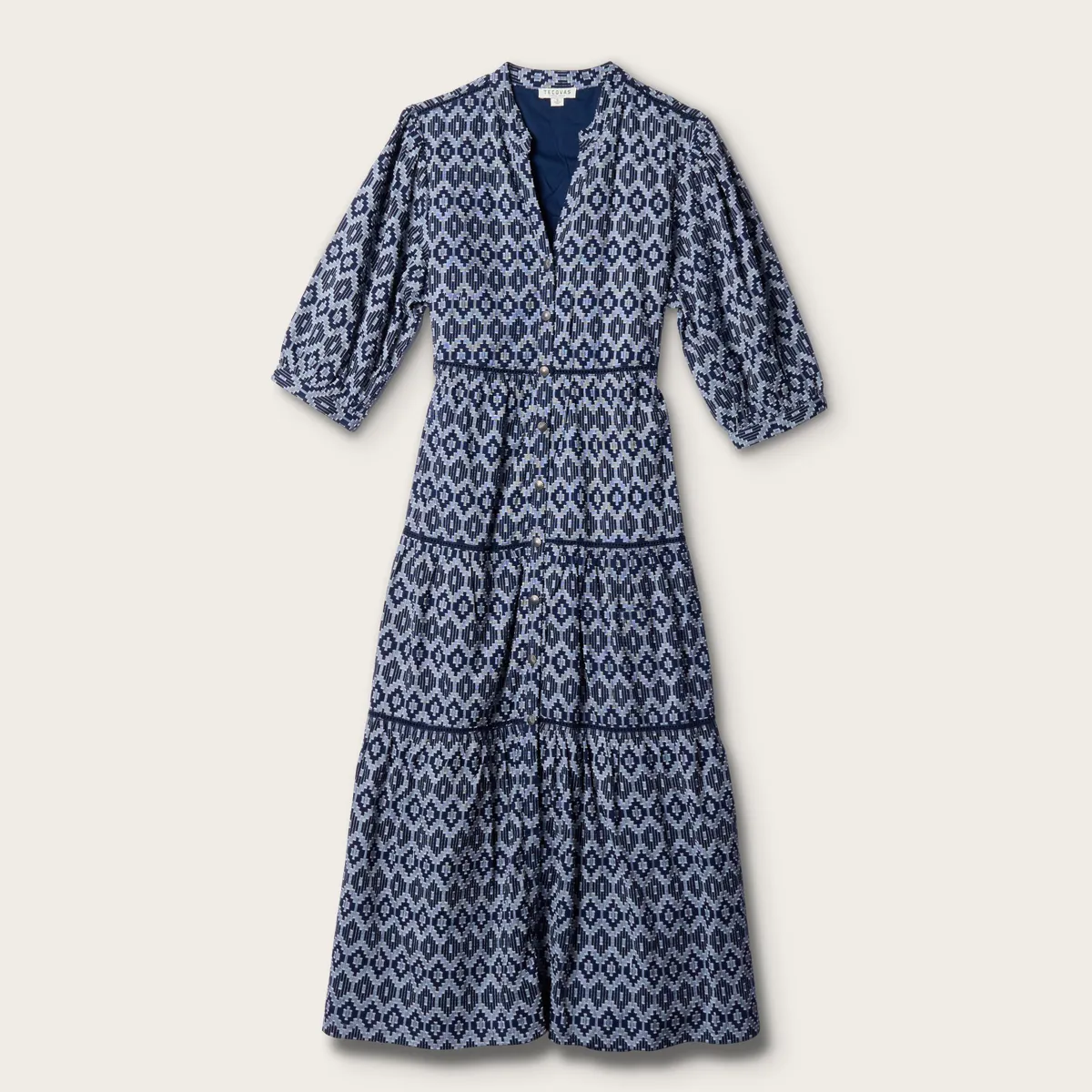 Women's Short Sleeve V-Neck Tiered Midi Dress