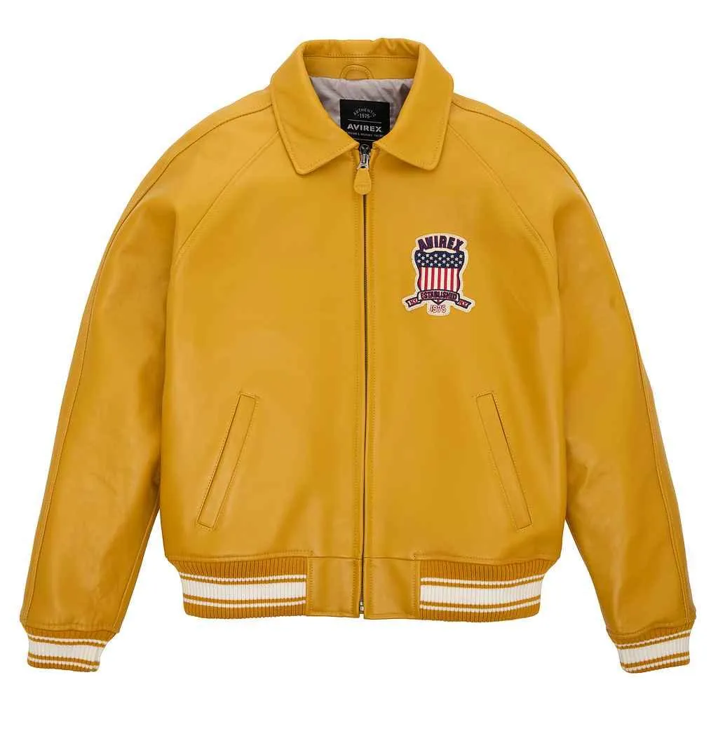 Womens Yellow Avirex Leather Jacket