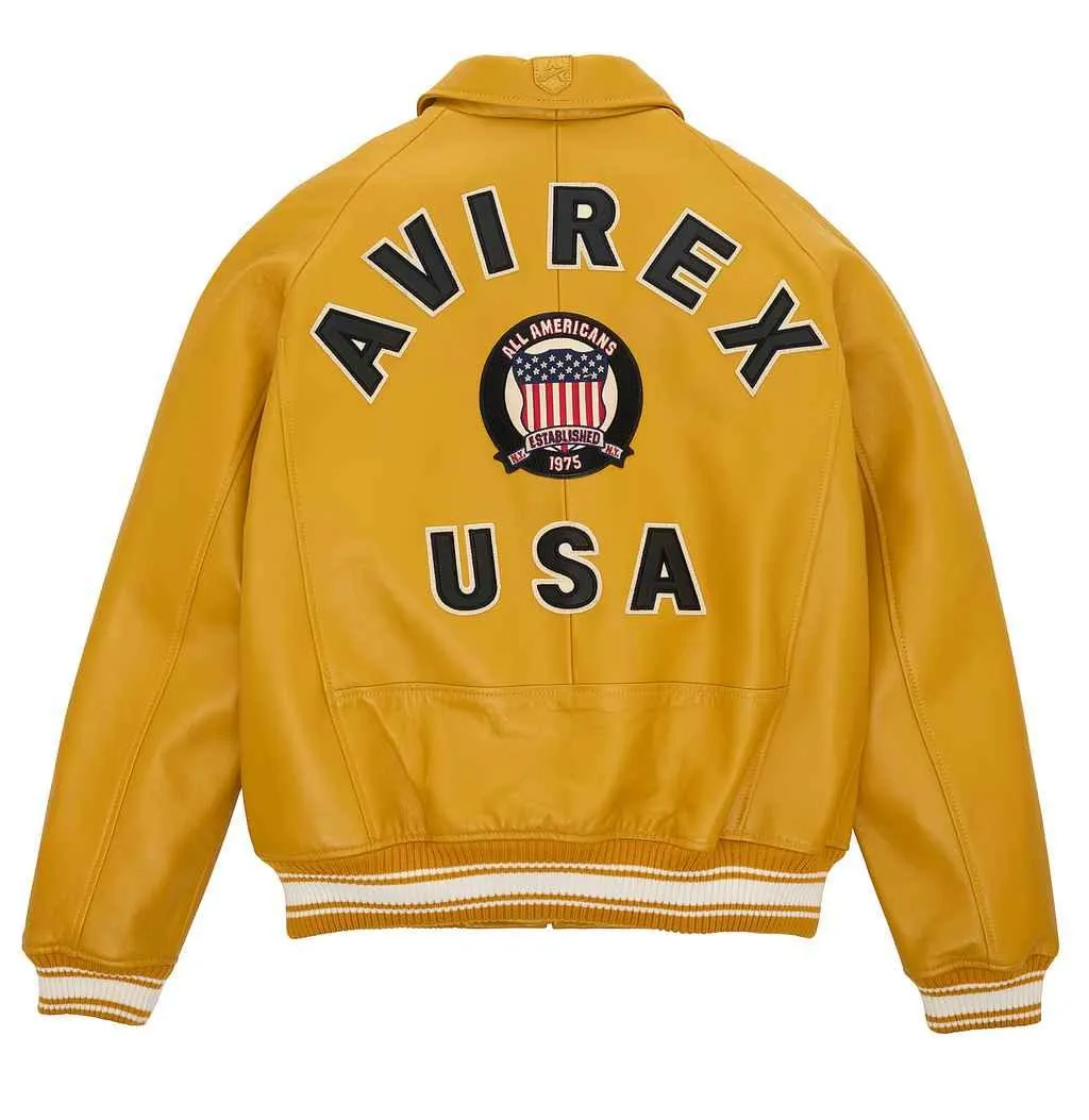 Womens Yellow Avirex Leather Jacket