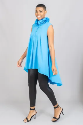 WoWo WS1241KG Ruffle Collar Sleeveless Tunic Top