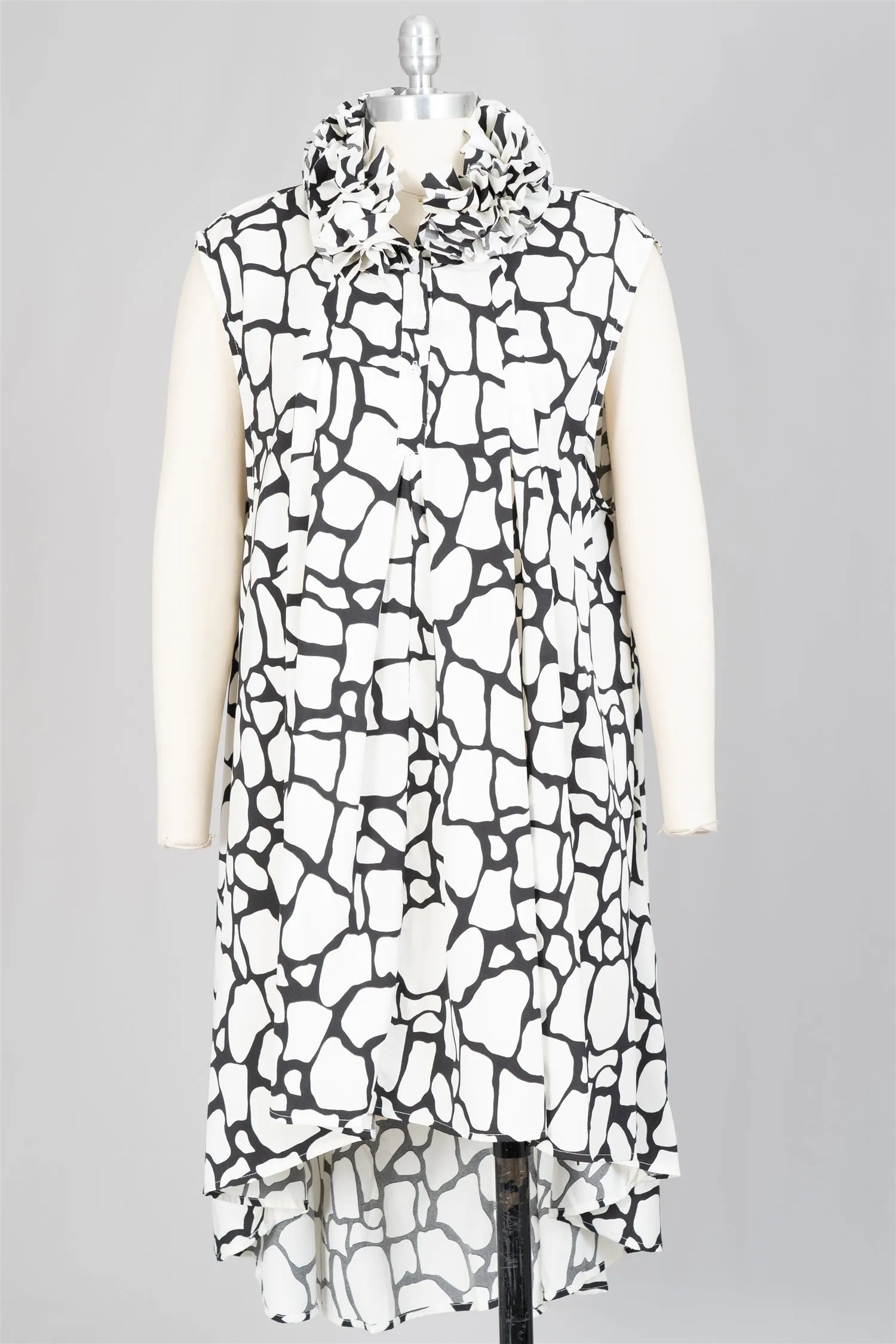 WoWo WS1241KG Ruffle Collar Sleeveless Tunic Top