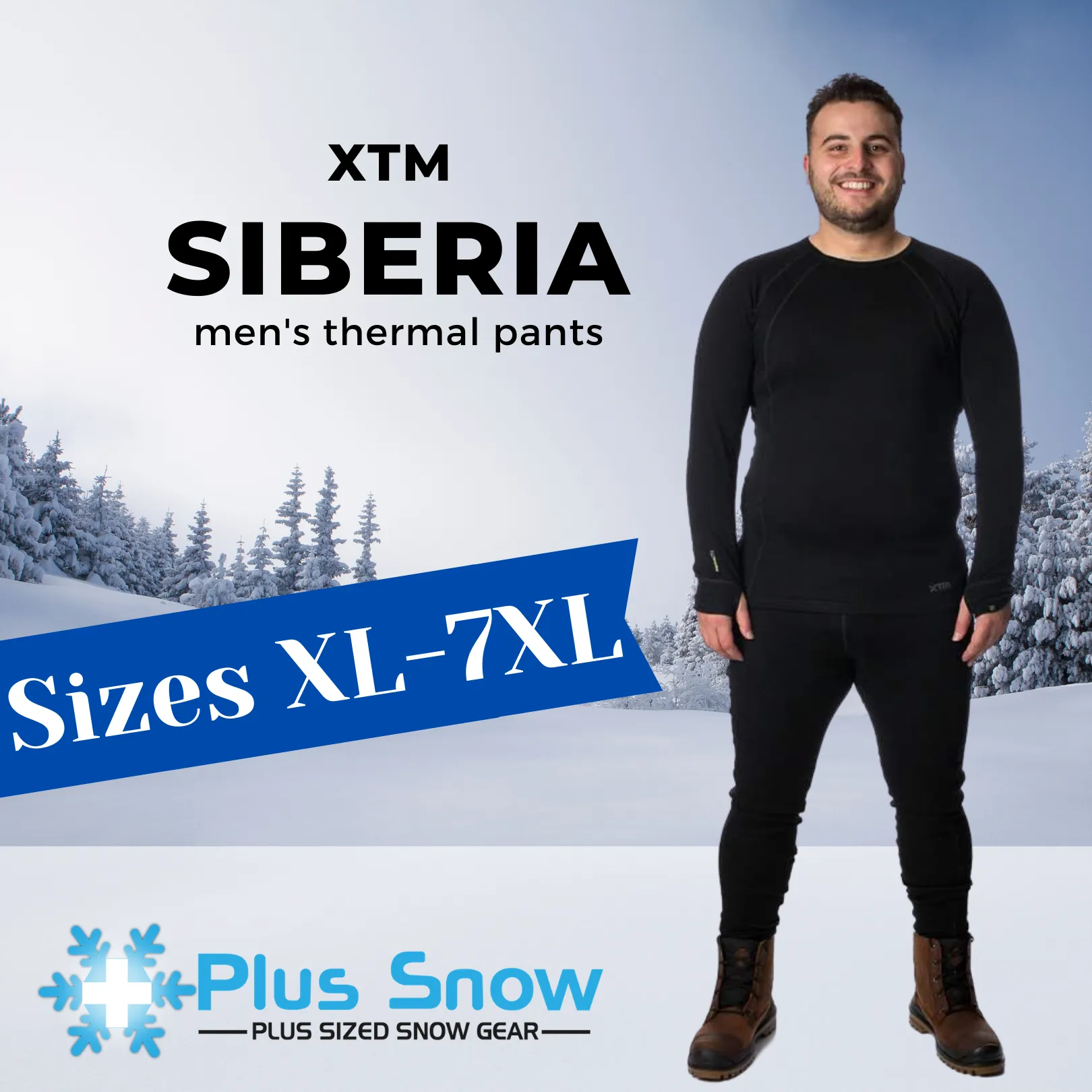 XTM Siberia Merino Wool Unisex Plus Size Thermal Top Black XL-7XL