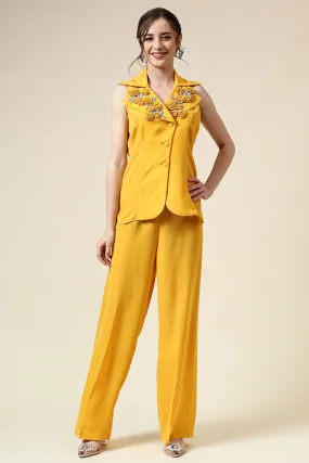 Yellow Floral Embellished Co-Ord Set