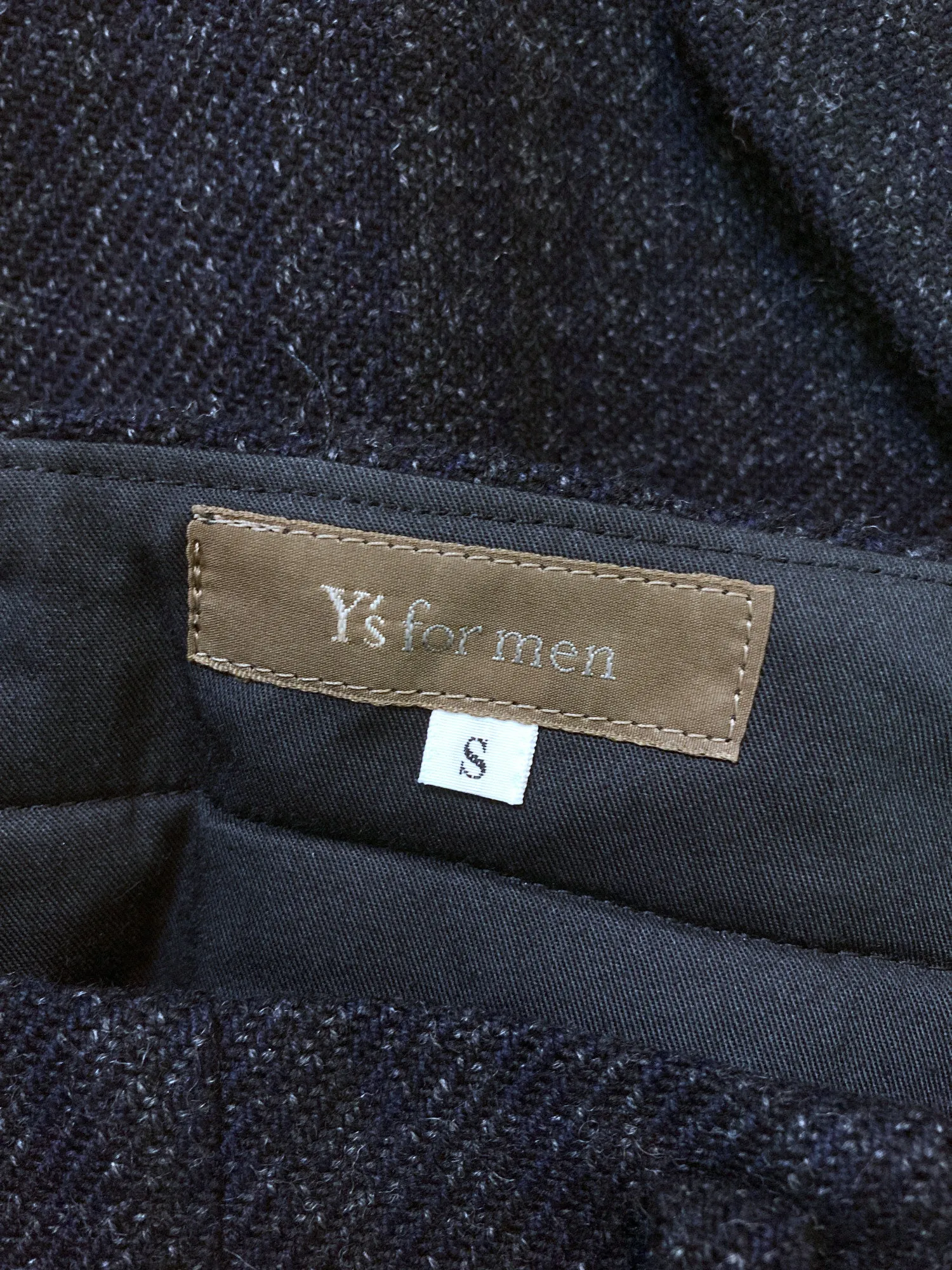 Y's for Men Yohji Yamamoto dark navy wool check coat and trouser suit - S M