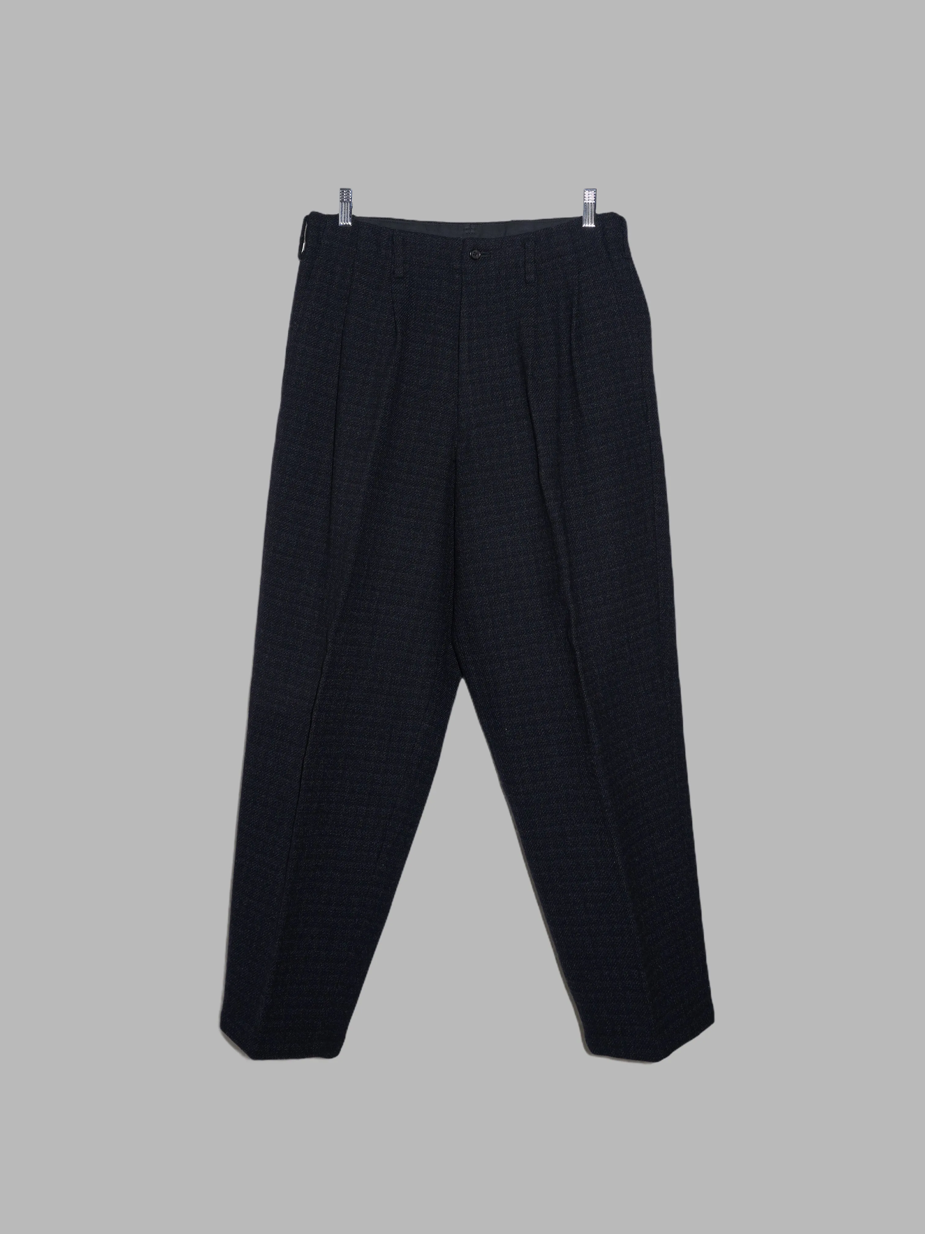 Y's for Men Yohji Yamamoto dark navy wool check coat and trouser suit - S M