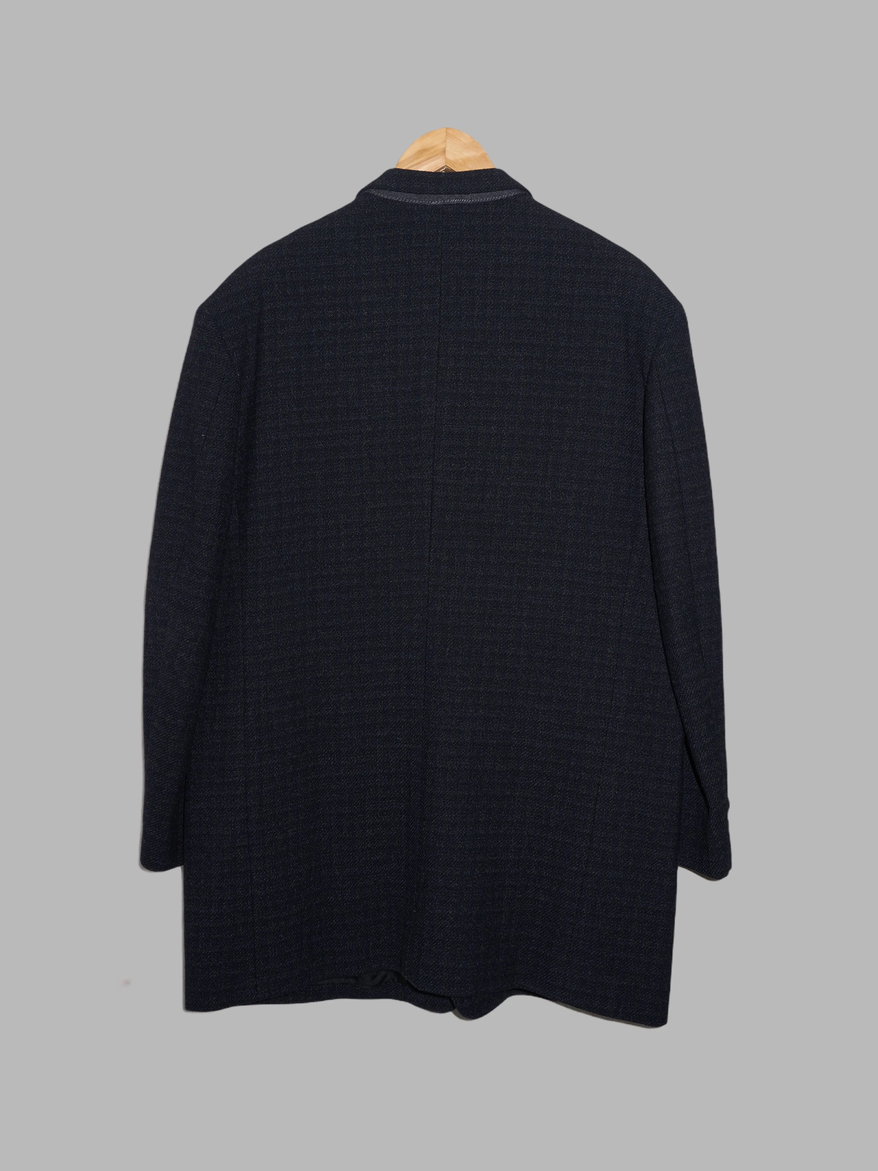 Y's for Men Yohji Yamamoto dark navy wool check coat and trouser suit - S M