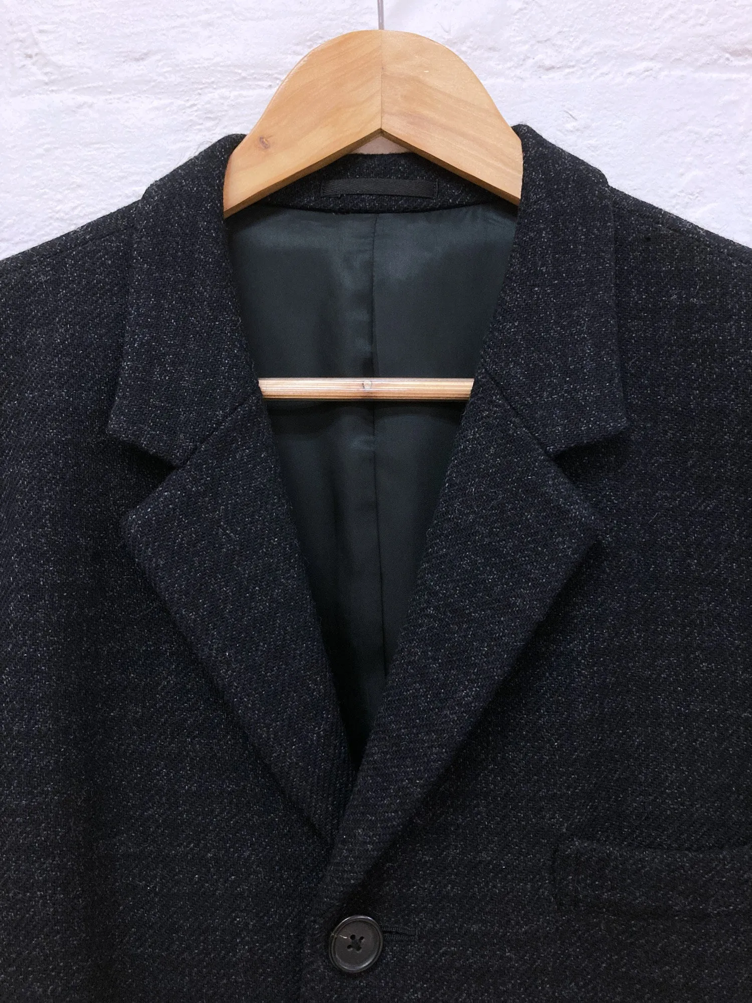 Y's for Men Yohji Yamamoto dark navy wool check coat and trouser suit - S M