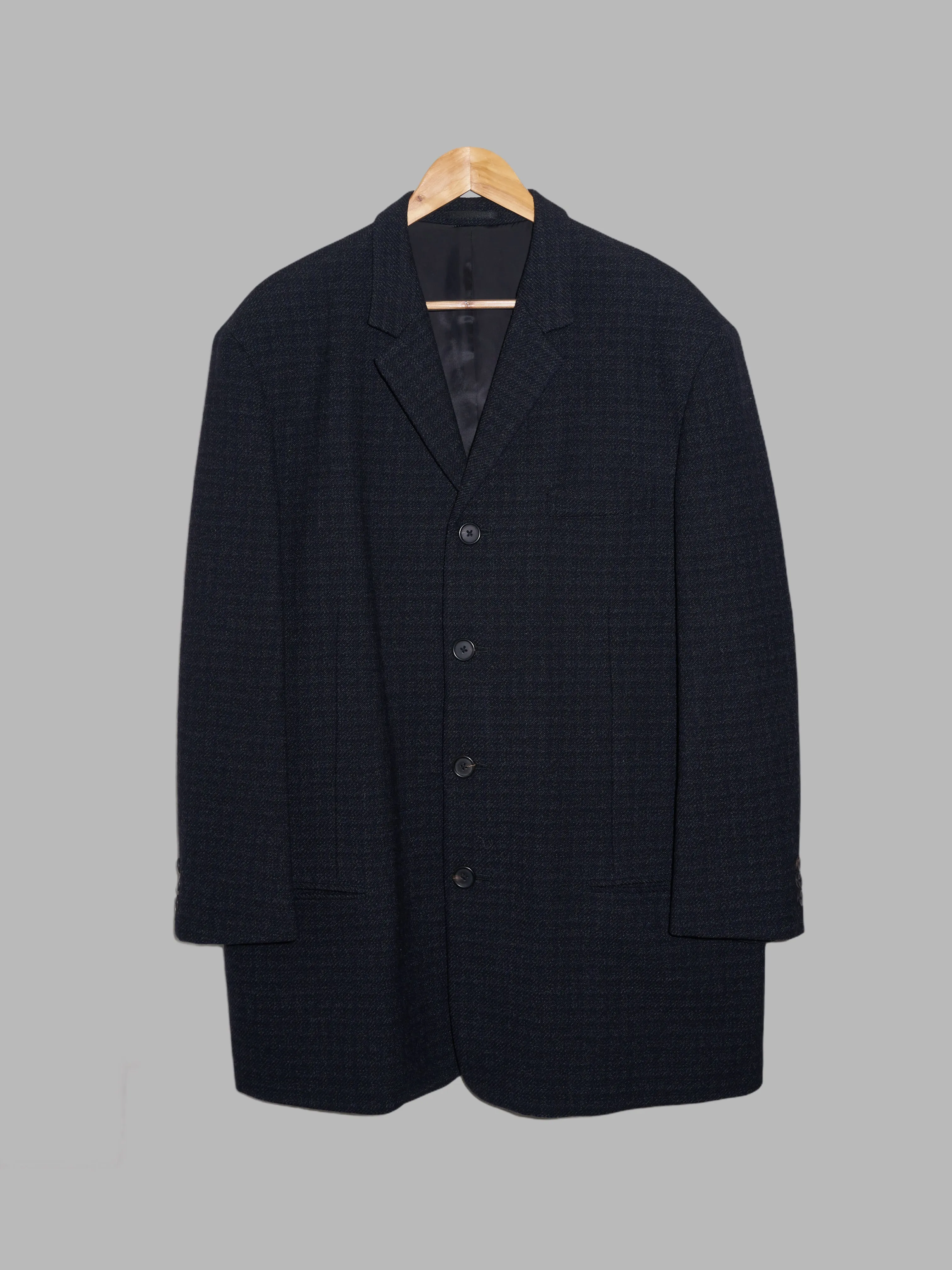 Y's for Men Yohji Yamamoto dark navy wool check coat and trouser suit - S M