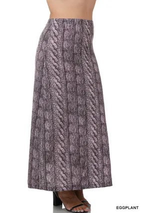 Zenana HSL2195D4 Hacci Print Maxi Skirt
